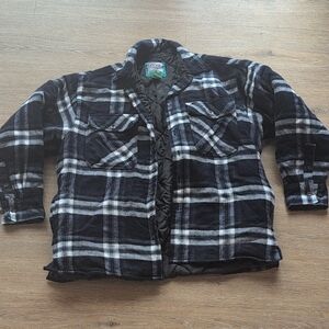 Navy Blue and White Plaid Cascade Jacket, Mens Large